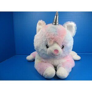 Hug A Babies Plush Pastel Rainbow Unicorn Stuffed Toy With Silver Horn  11"